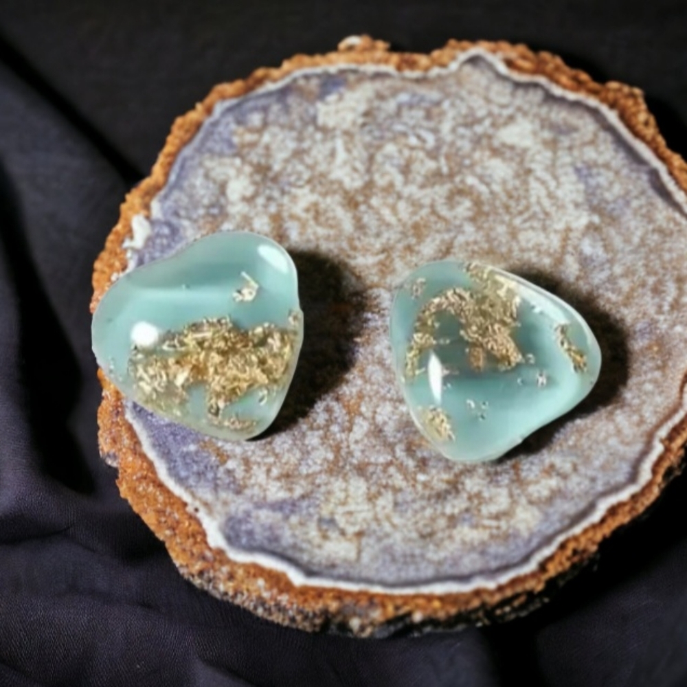 Heart gold splash earrings - Picture 6 of 6